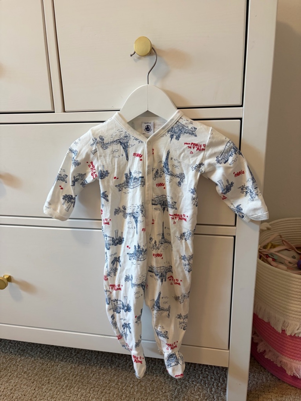 Petit Bateau Paris Print Footie Size 6 Months
